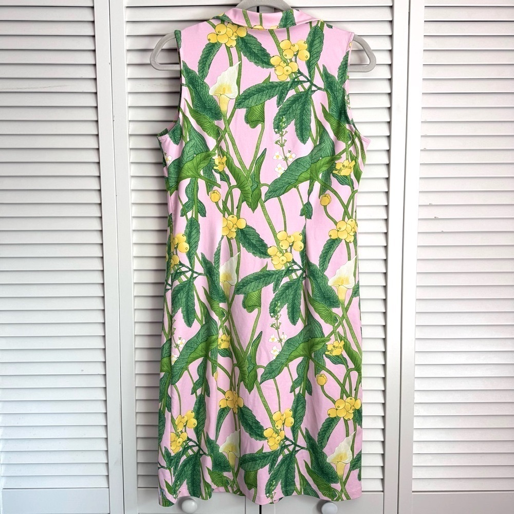 J.McLaughlin Catalina Cloth Ayla Dress Lily Frond Light Pink Green Size Medium - Picture 6 of 8